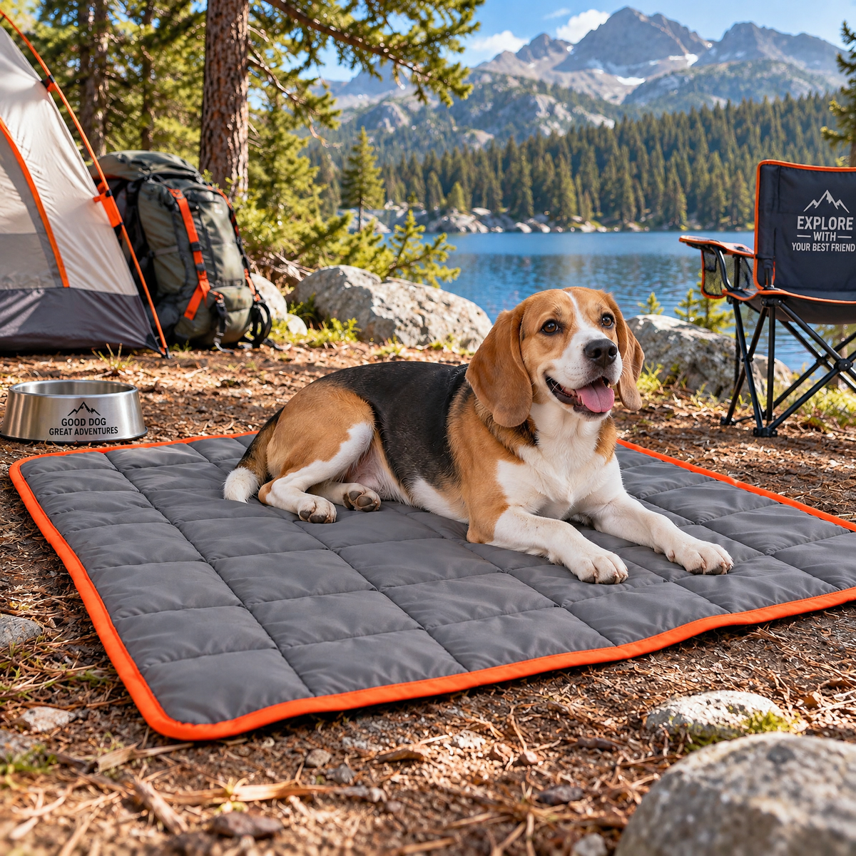 qivxunel Quilted Dog Camping Mat — outdoor setting