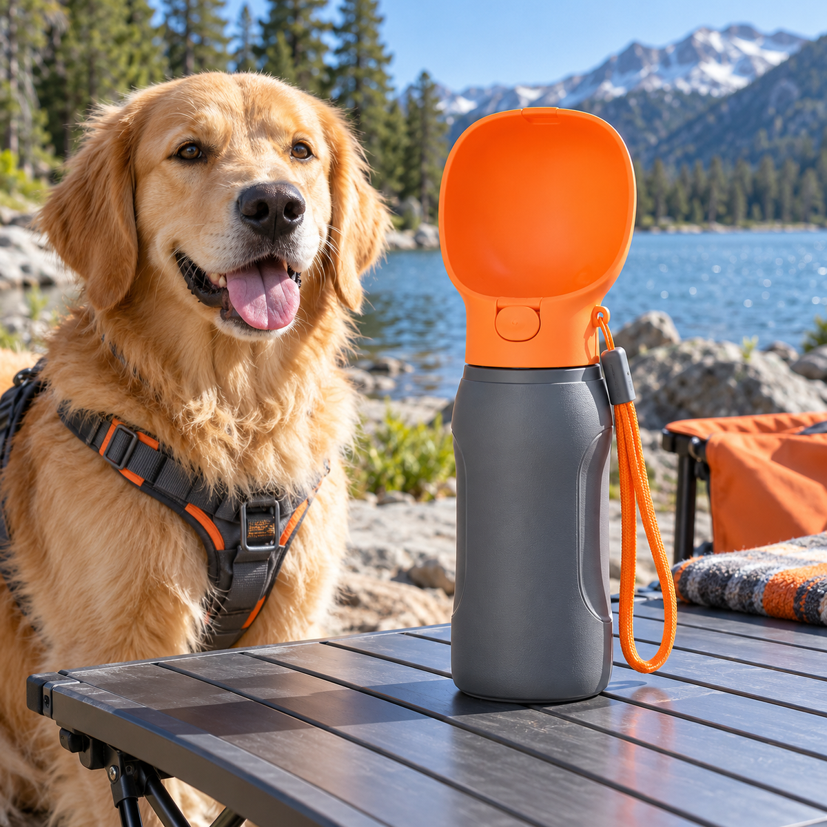 qivxunel Portable Dog Water Bottle with Drinking Cup — outdoor product scene
