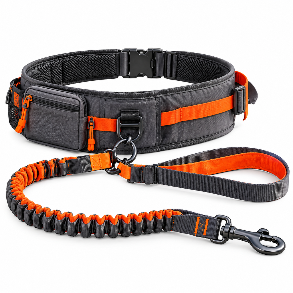 qivxunel Dog Walking Waist Belt & Bungee Leash Set — isolated product view
