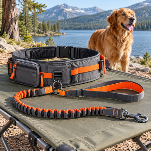 qivxunel Dog Walking Waist Belt & Bungee Leash Set — outdoor product scene