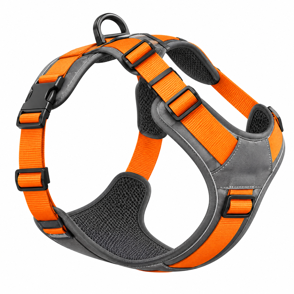 qivxunel Gray & Orange Y-Front Dog Harness — isolated product view
