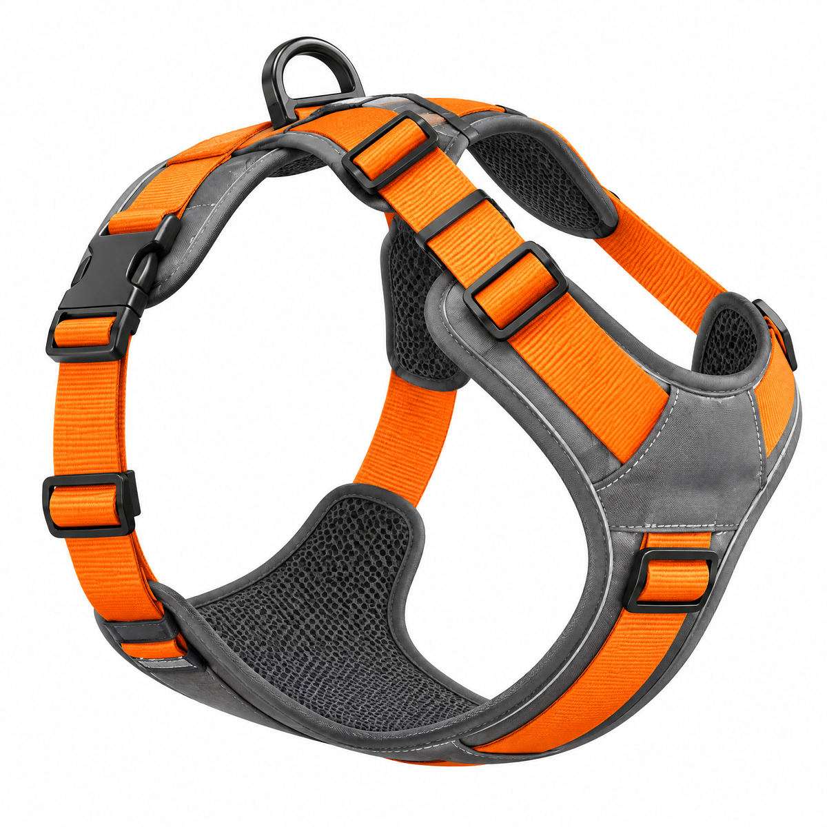 qivxunel Gray & Orange Y-Front Dog Harness — isolated product view