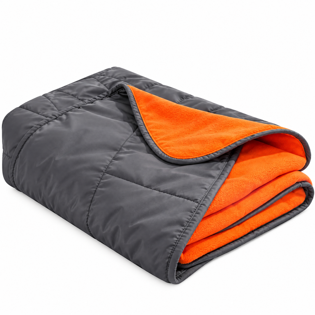 qivxunel Gray & Orange Quilted Dog Travel Blanket — isolated product view