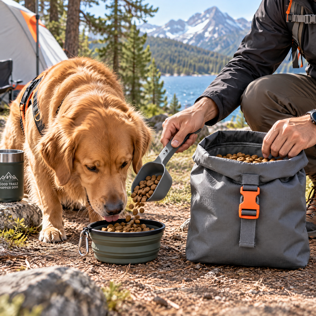 qivxunel Roll-Top Dog Food Travel Bag — outdoor setting